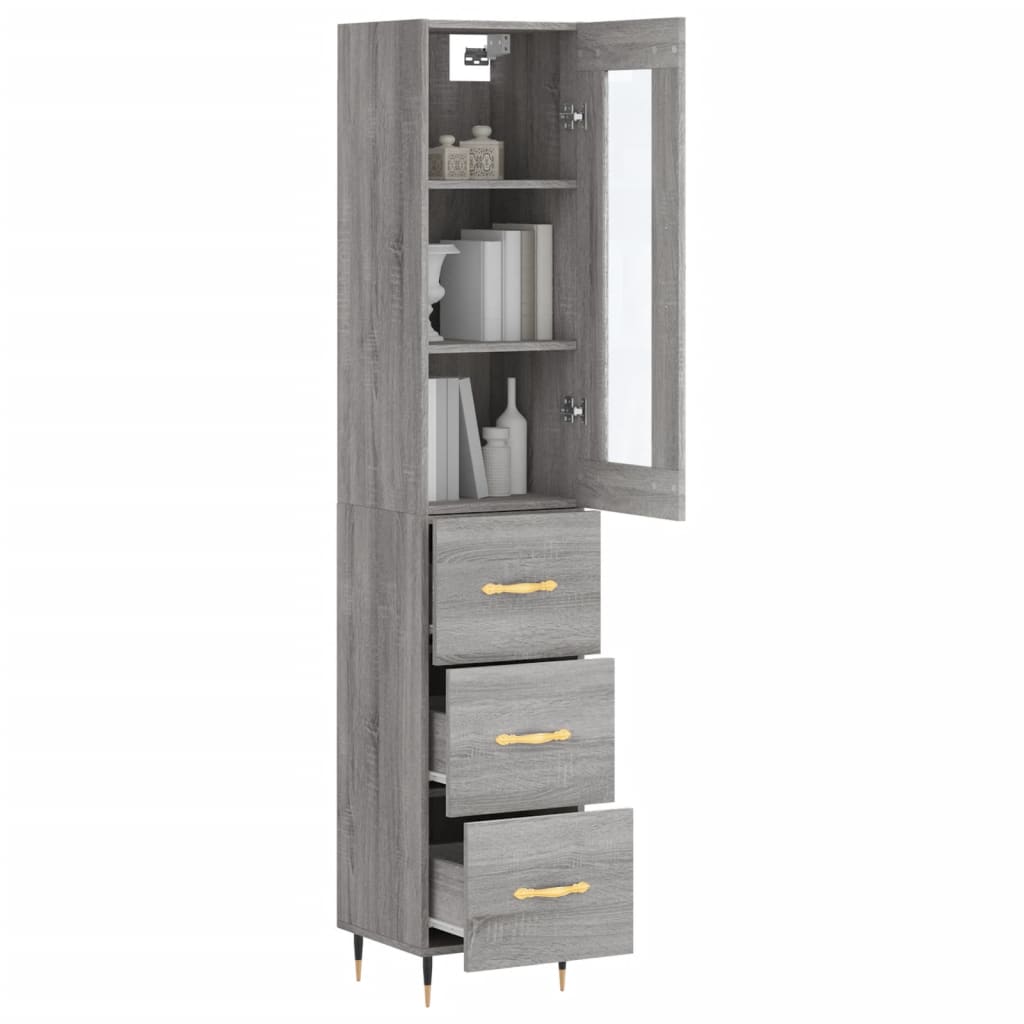 Buffet haut Sonoma gris 34,5x34x180 cm Bois d'ingénierie