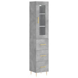 Buffet haut Gris béton 34,5x34x180 cm Bois d'ingénierie