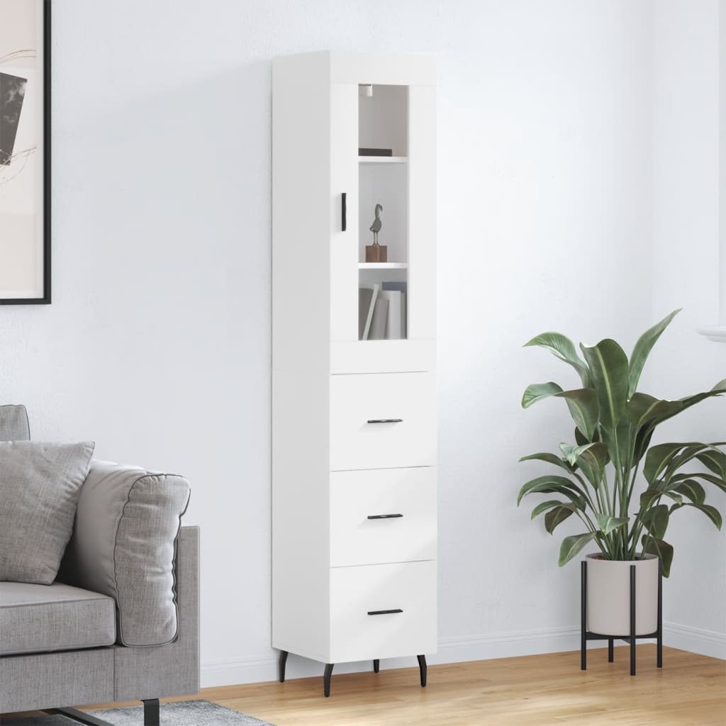 High sideboard White 34.5x34x180 cm Engineered wood