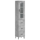 Buffet haut Gris béton 34,5x34x180 cm Bois d'ingénierie