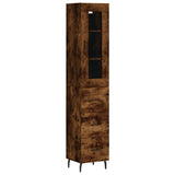 Buffet haut Chêne fumé 34,5x34x180 cm Bois d'ingénierie