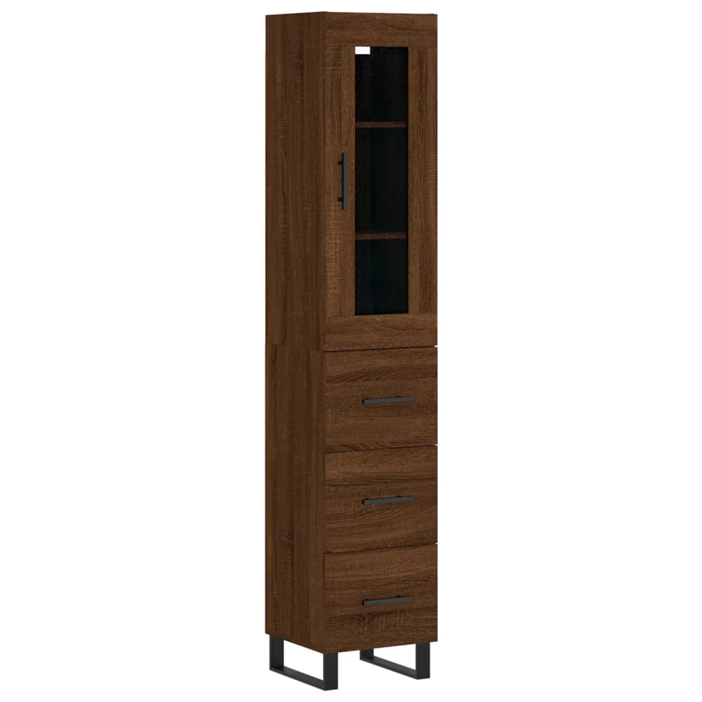 Buffet haut Chêne marron 34,5x34x180 cm Bois d'ingénierie