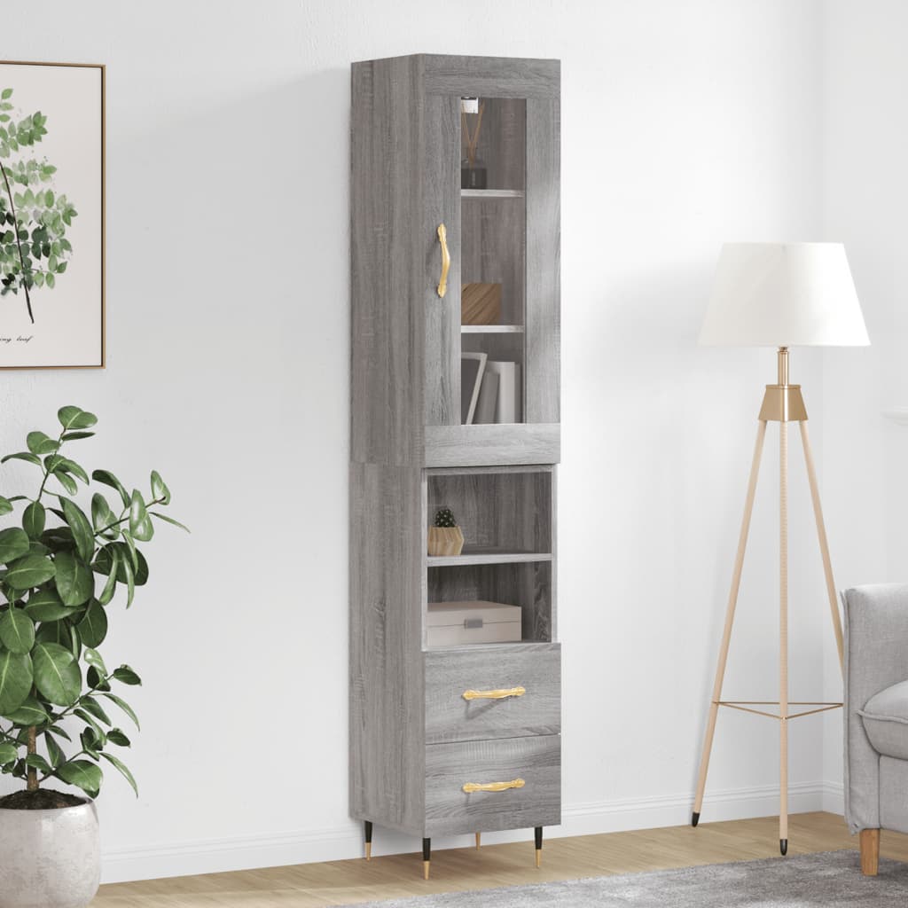 Sonoma high sideboard gray 34.5x34x180 cm Engineered wood