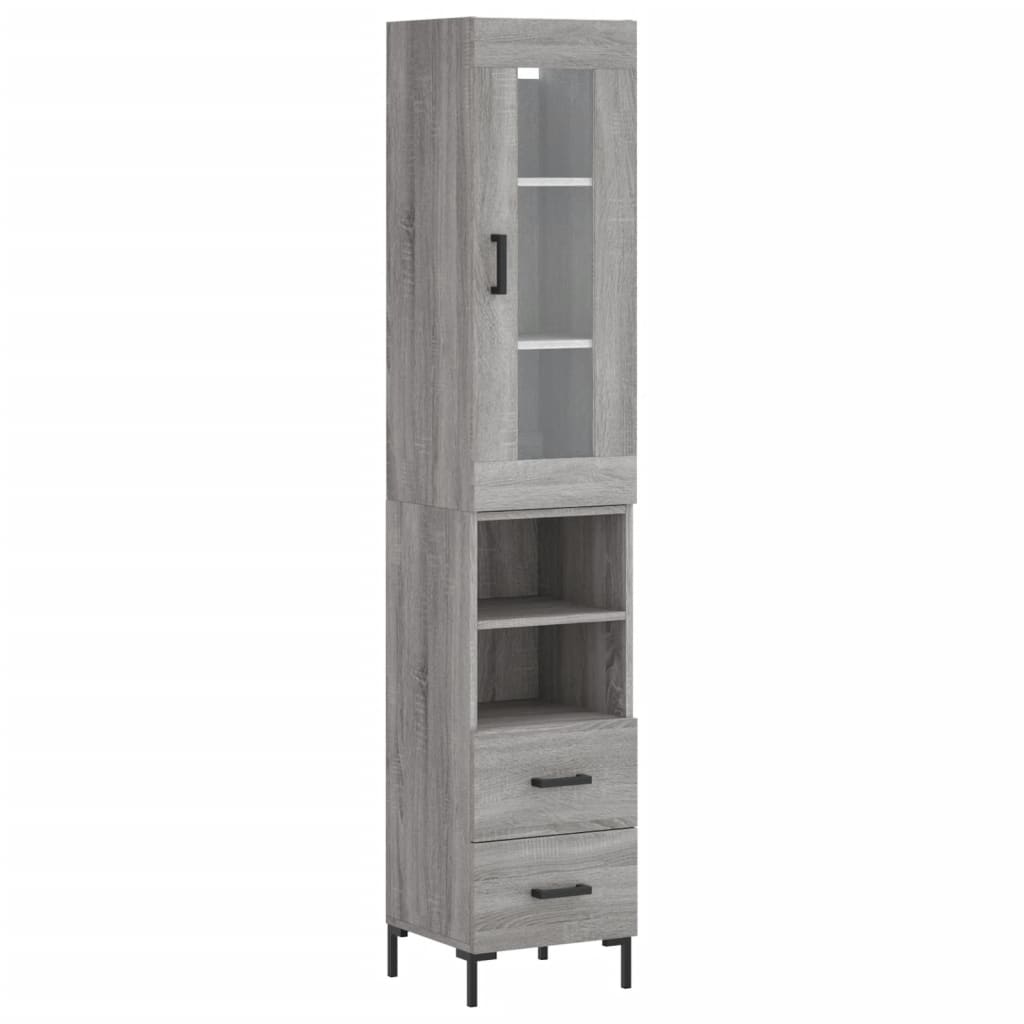 Sonoma hohes Sideboard grau 34,5x34x180 cm Holzwerkstoff