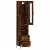 Buffet haut Chêne fumé 34,5x34x180 cm Bois d'ingénierie