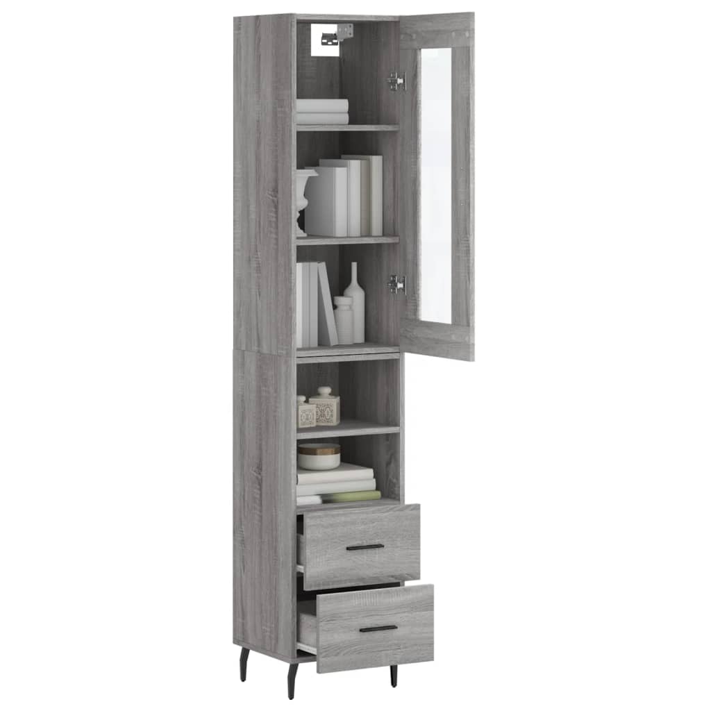 Buffet haut Sonoma gris 34,5x34x180 cm Bois d'ingénierie