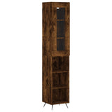 Buffet haut Chêne fumé 34,5x34x180 cm Bois d'ingénierie