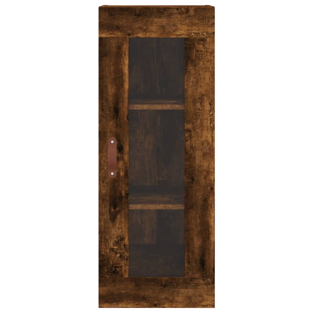 Buffet haut Chêne fumé 34,5x34x180 cm Bois d'ingénierie