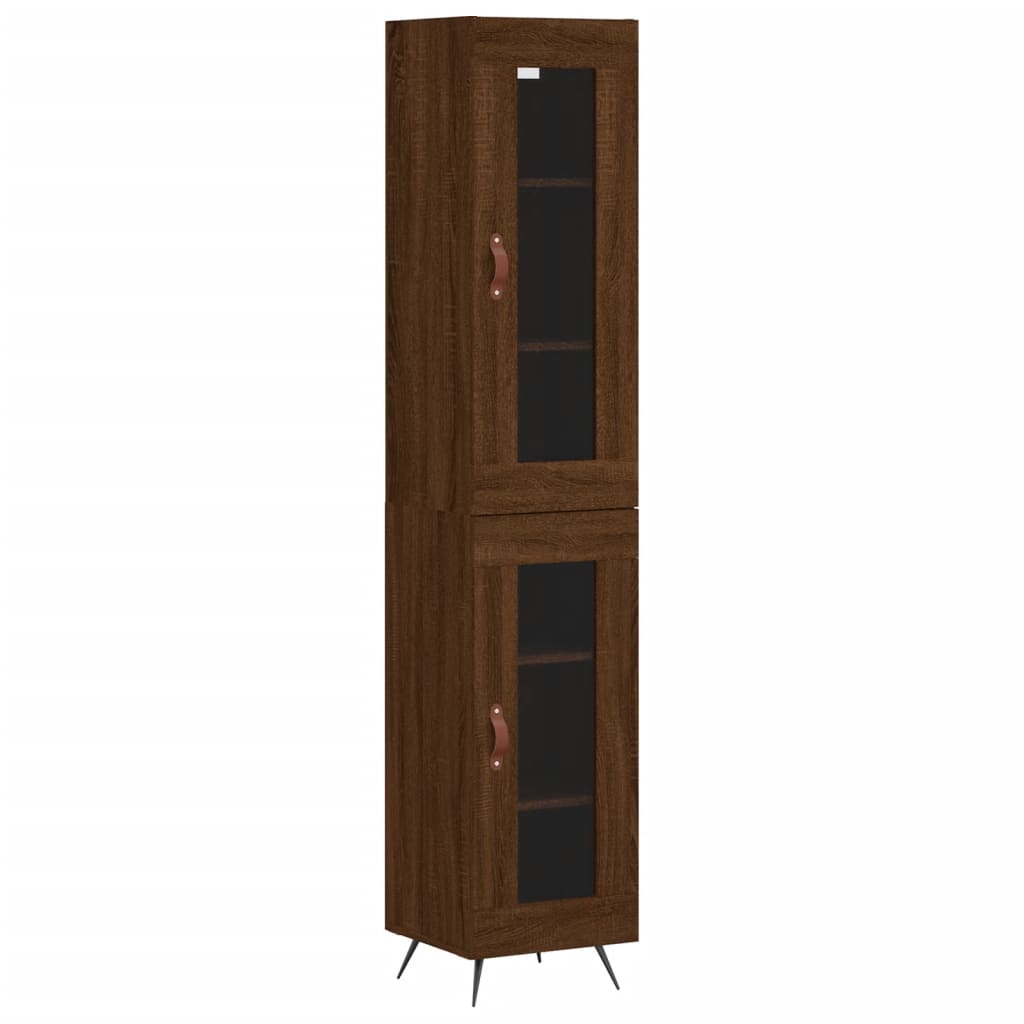 Buffet haut Chêne marron 34,5x34x180 cm Bois d'ingénierie