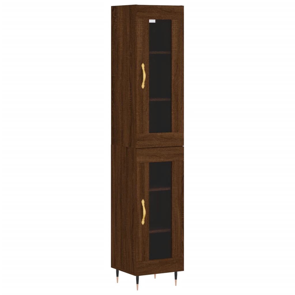 Buffet haut Chêne marron 34,5x34x180 cm Bois d'ingénierie