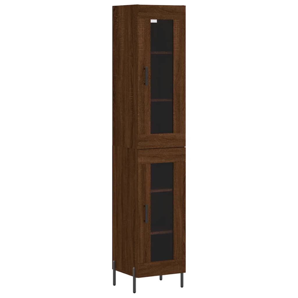 Buffet haut Chêne marron 34,5x34x180 cm Bois d'ingénierie