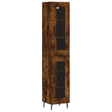 Buffet haut Chêne fumé 34,5x34x180 cm Bois d'ingénierie