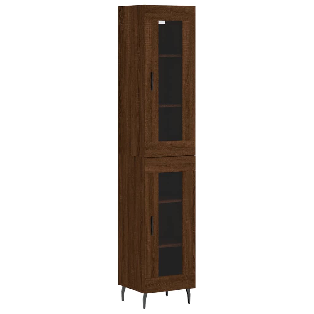 Buffet haut Chêne marron 34,5x34x180 cm Bois d'ingénierie