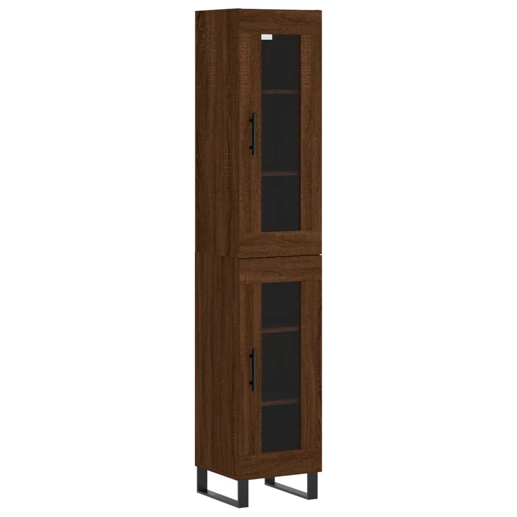 Buffet haut Chêne marron 34,5x34x180 cm Bois d'ingénierie