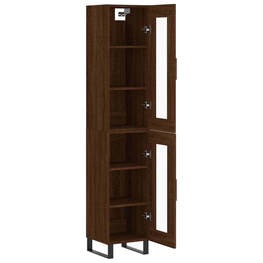 Buffet haut Chêne marron 34,5x34x180 cm Bois d'ingénierie