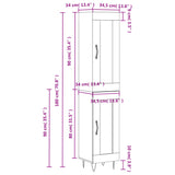 Buffet haut Blanc 34,5x34x180 cm Bois d'ingénierie