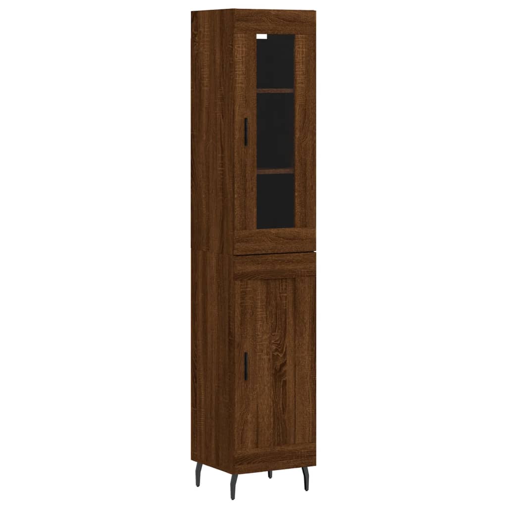 Buffet haut Chêne marron 34,5x34x180 cm Bois d'ingénierie