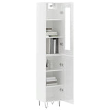 Buffet haut Blanc brillant 34,5x34x180 cm Bois d'ingénierie