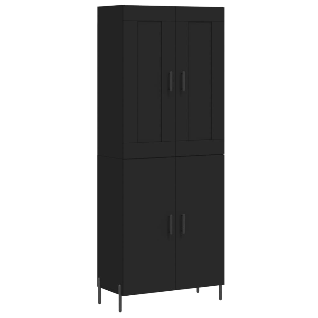 Buffet haut Noir 69,5x34x180 cm Bois d'ingénierie