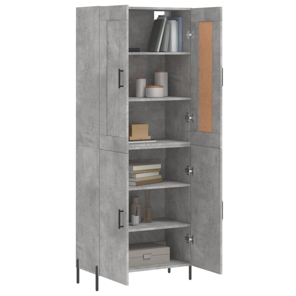 High sideboard Concrete gray 69.5x34x180 cm Engineered wood