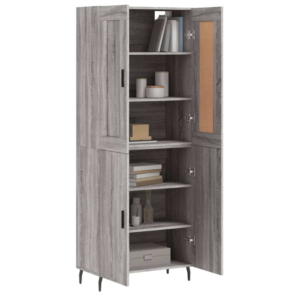 Buffet haut Sonoma gris 69,5x34x180 cm Bois d'ingénierie