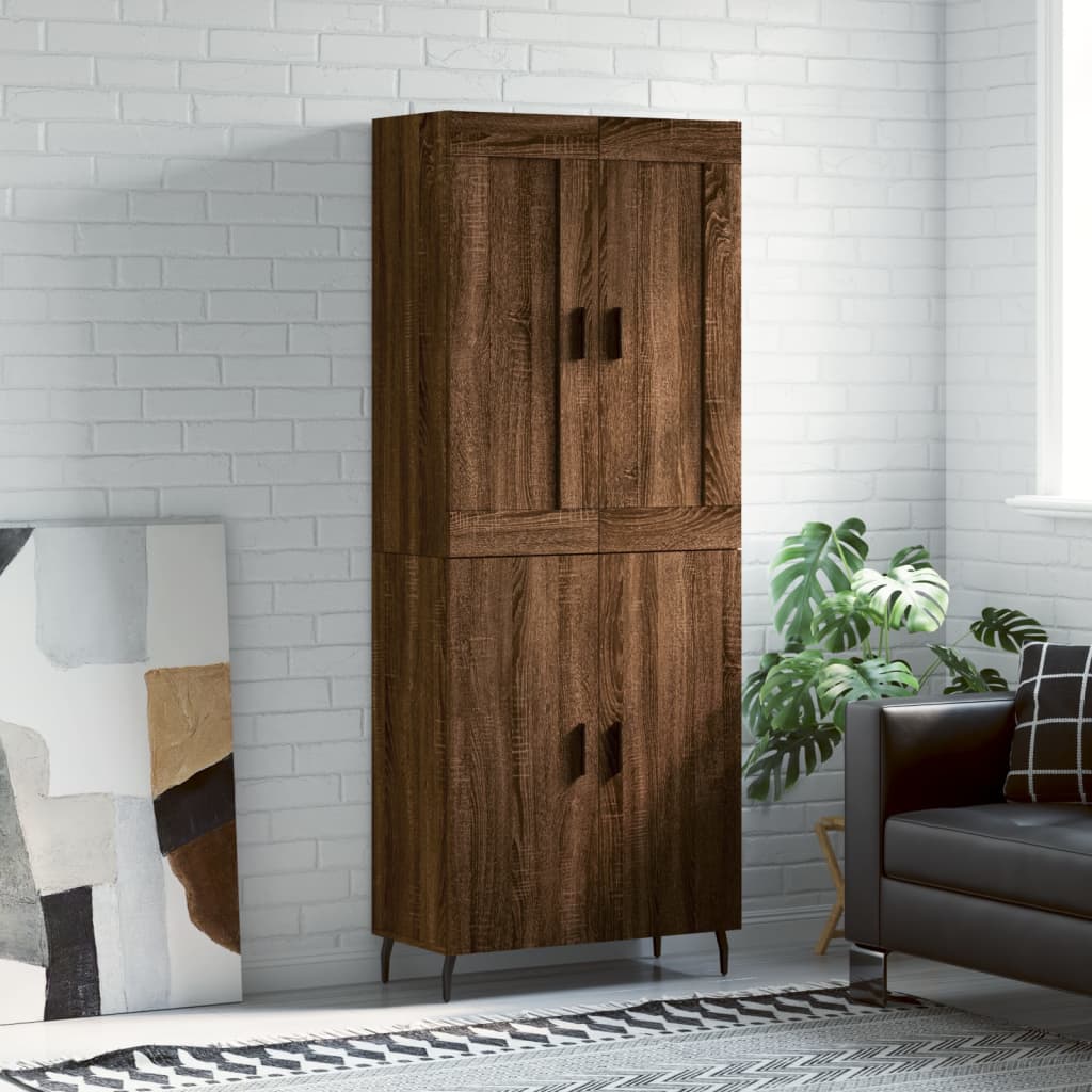 High sideboard Brown oak 69.5x34x180 cm Engineered wood