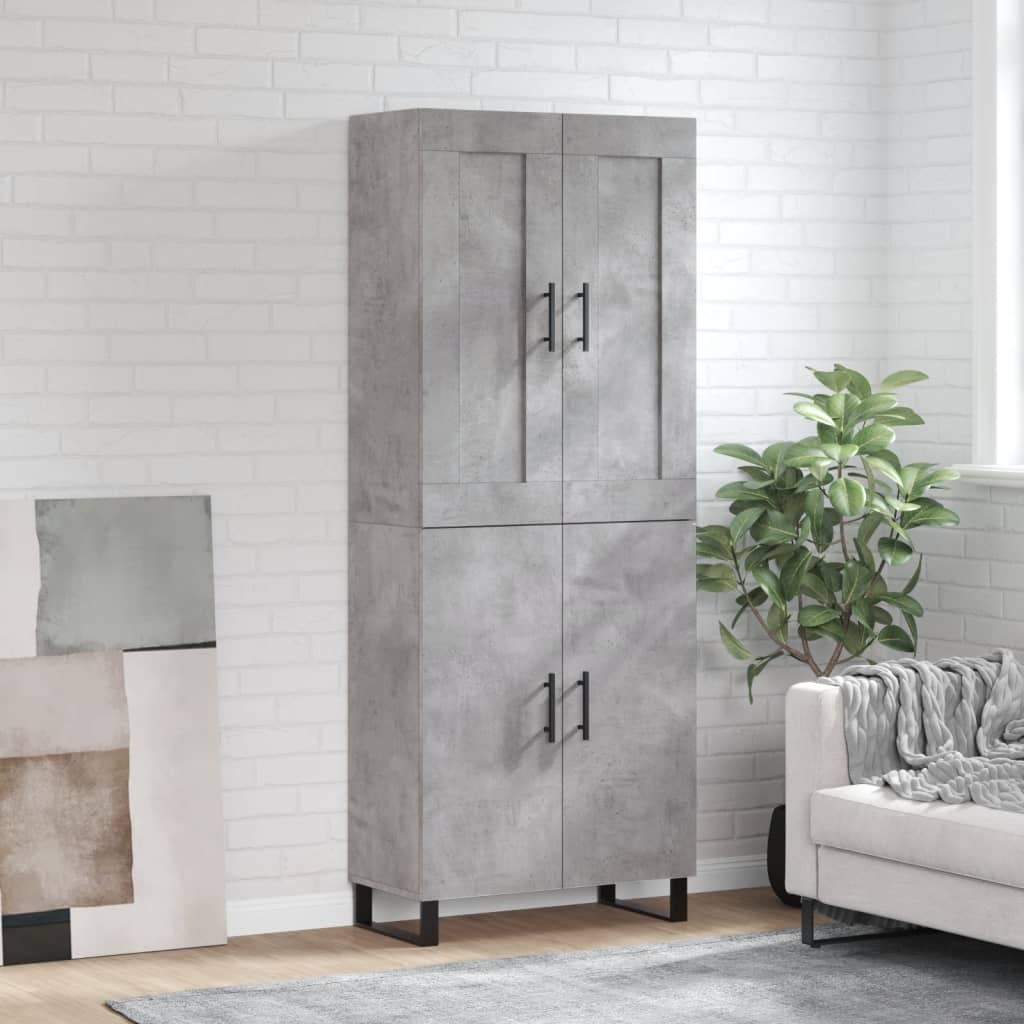 High sideboard Concrete gray 69.5x34x180 cm Engineered wood