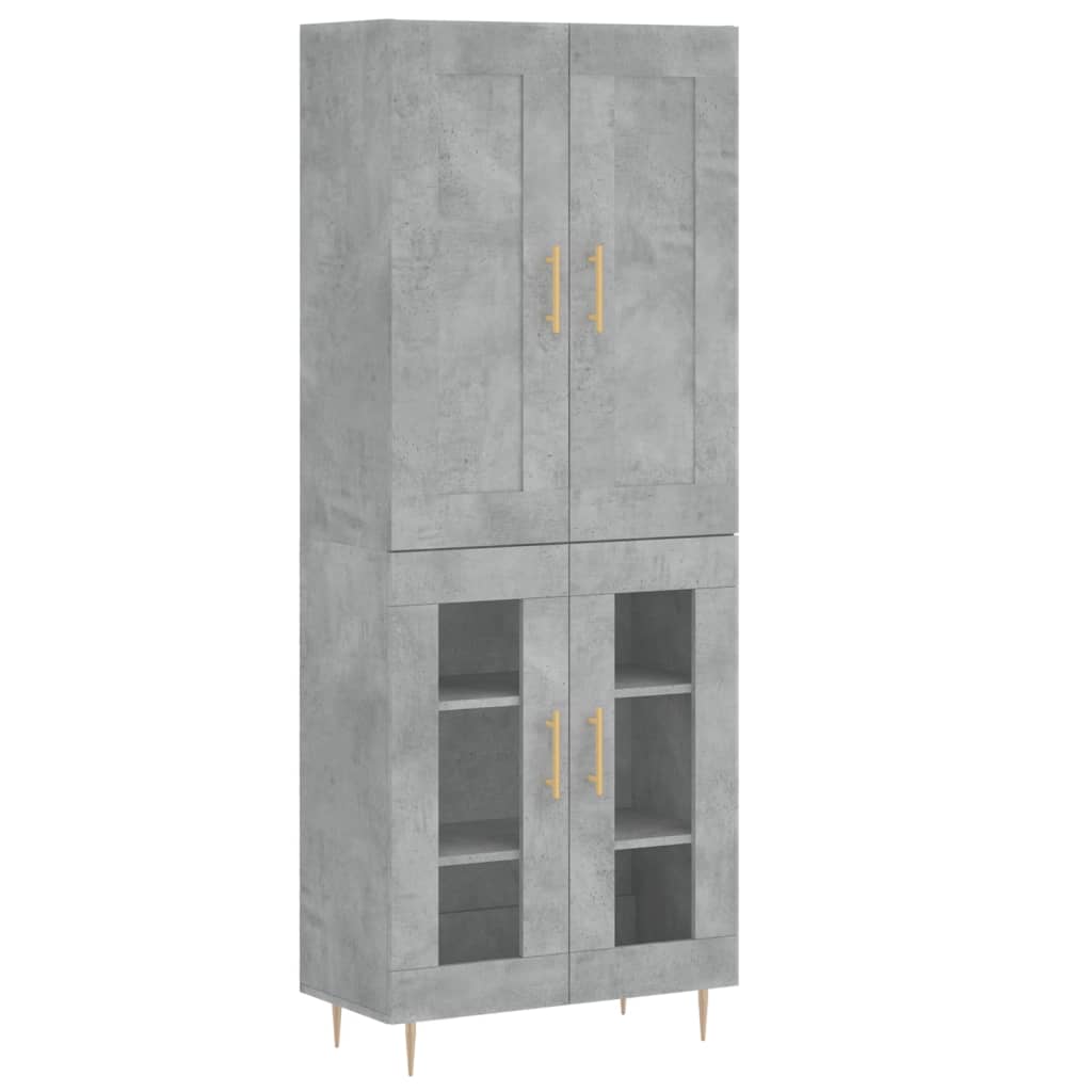 Buffet haut Gris béton 69,5x34x180 cm Bois d'ingénierie