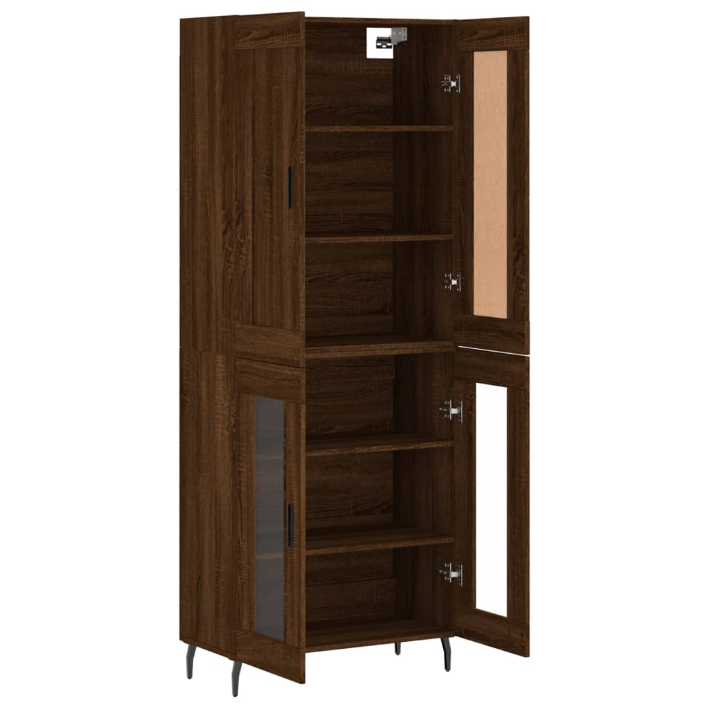 Buffet haut Chêne marron 69,5x34x180 cm Bois d'ingénierie