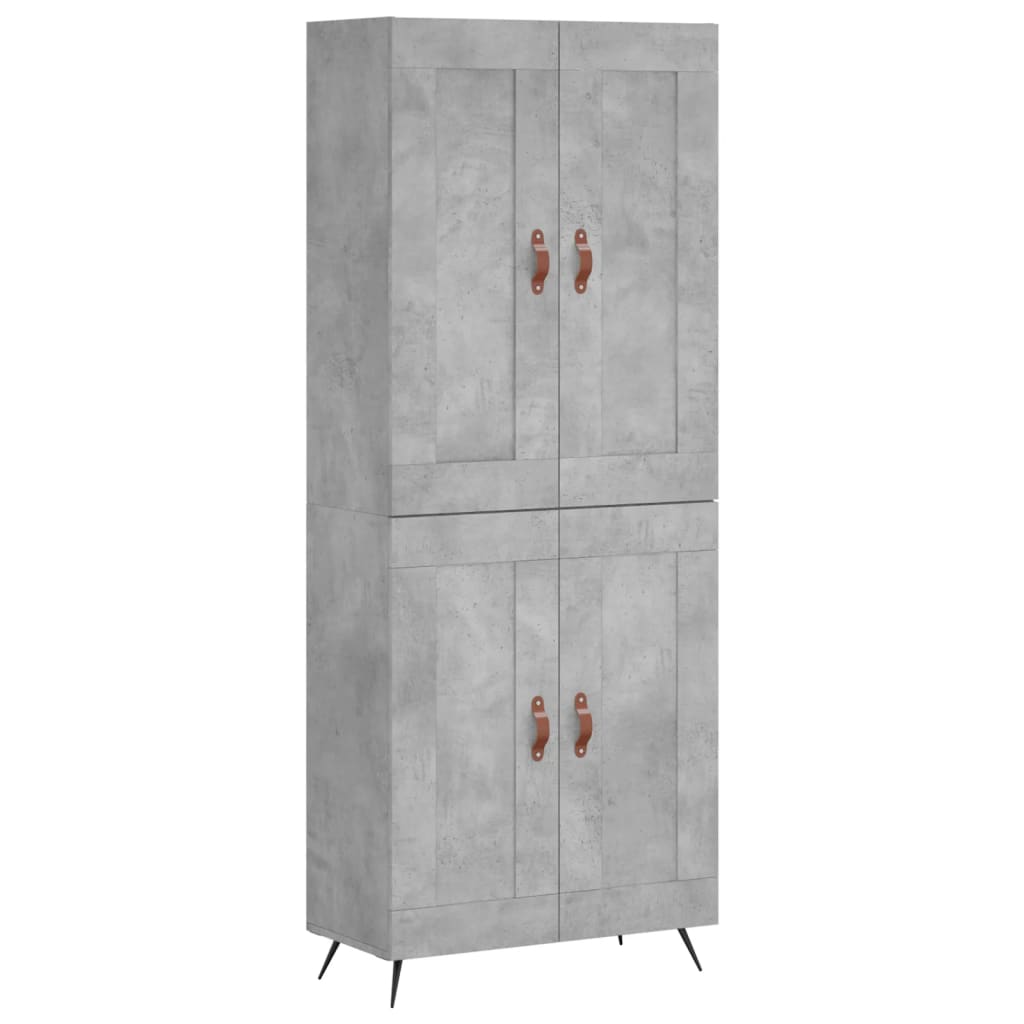 Buffet haut Gris béton 69,5x34x180 cm Bois d'ingénierie