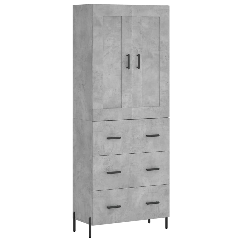 Buffet haut Gris béton 69,5x34x180 cm Bois d'ingénierie