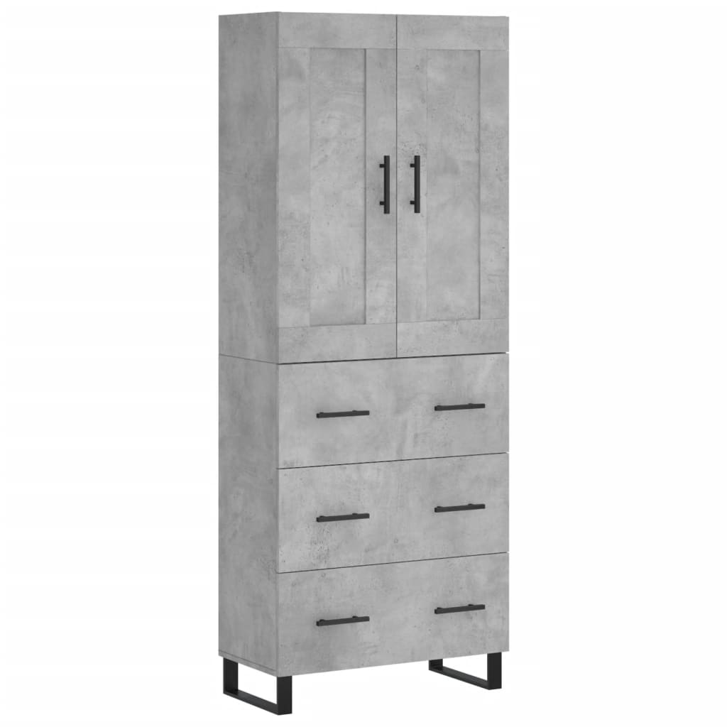 High sideboard Concrete gray 69.5x34x180 cm Engineered wood