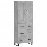 High sideboard Concrete gray 69.5x34x180 cm Engineered wood