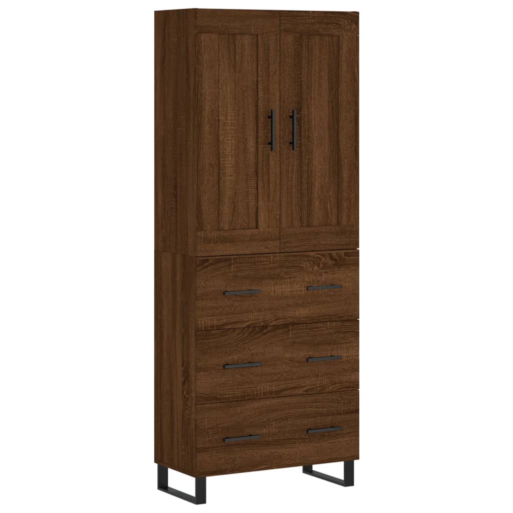 Buffet haut Chêne marron 69,5x34x180 cm Bois d'ingénierie