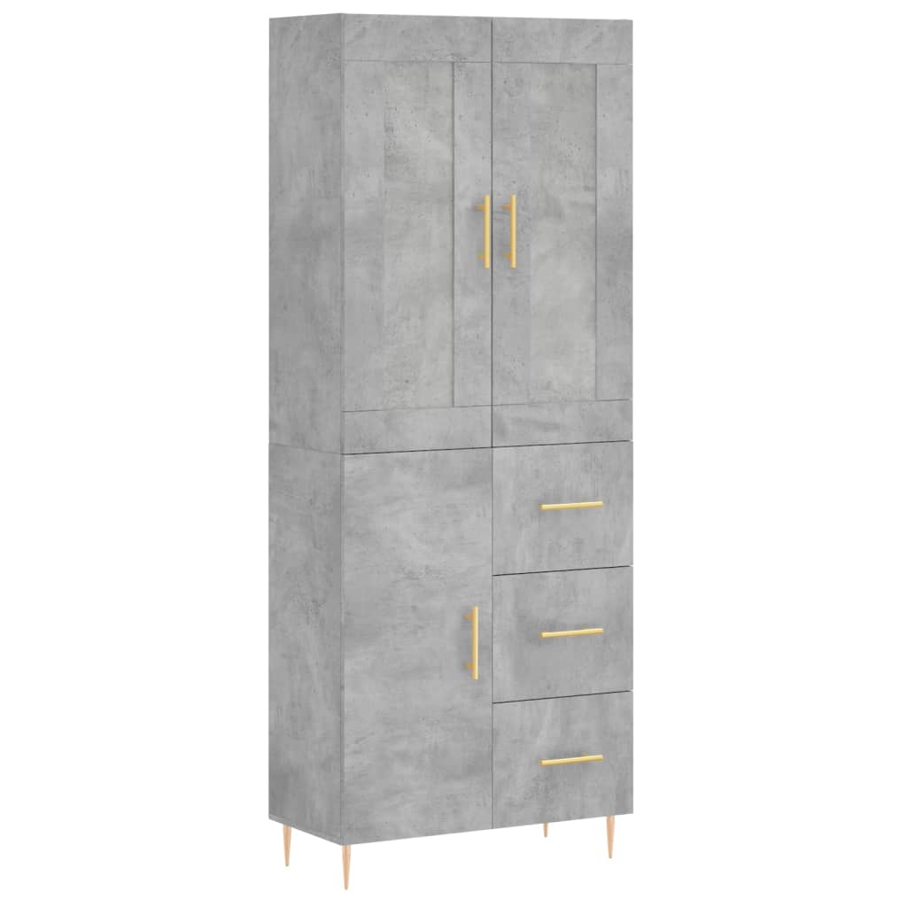 Buffet haut Gris béton 69,5x34x180 cm Bois d'ingénierie