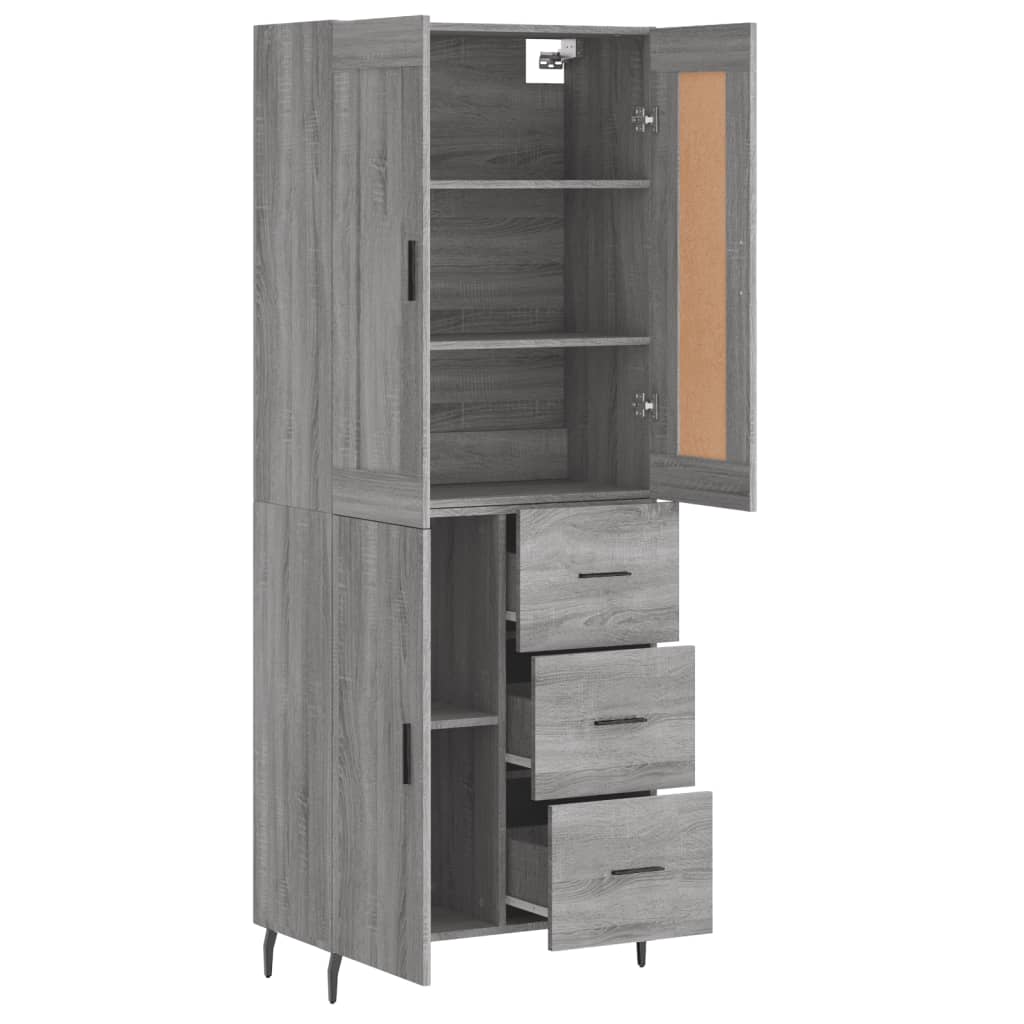 Buffet haut Sonoma gris 69,5x34x180 cm Bois d'ingénierie