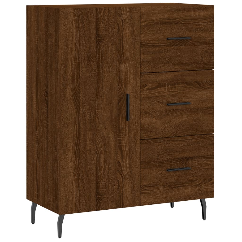 Hohes Sideboard, braune Eiche, 69,5 x 34 x 180 cm, Holzwerkstoff