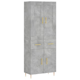 Buffet haut Gris béton 69,5x34x180 cm Bois d'ingénierie