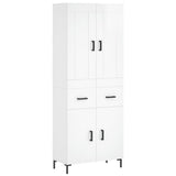 Buffet haut Blanc brillant 69,5x34x180 cm Bois d'ingénierie