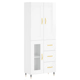 Buffet haut Blanc brillant 69,5x34x180 cm Bois d'ingénierie