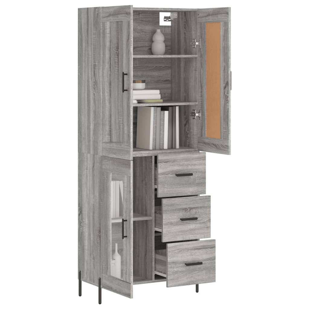 Buffet haut Sonoma gris 69,5x34x180 cm Bois d'ingénierie