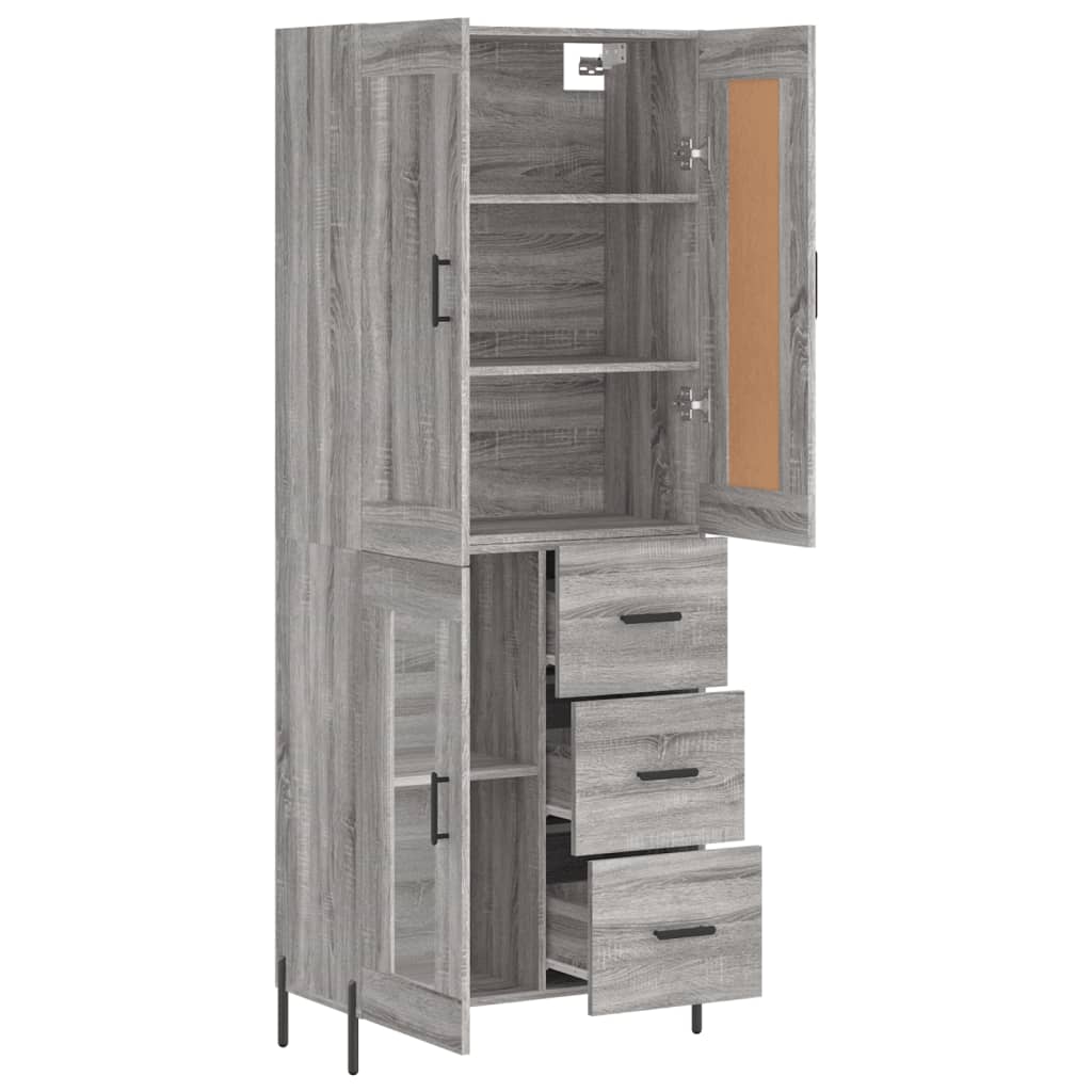 Buffet haut Sonoma gris 69,5x34x180 cm Bois d'ingénierie