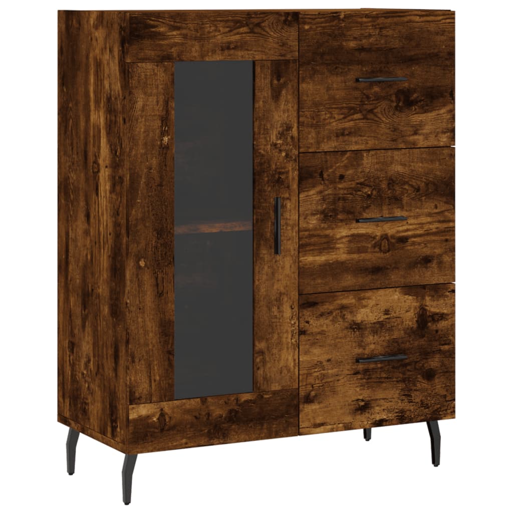 Hohes Sideboard Räuchereiche 69,5x34x180 cm Holzwerkstoff