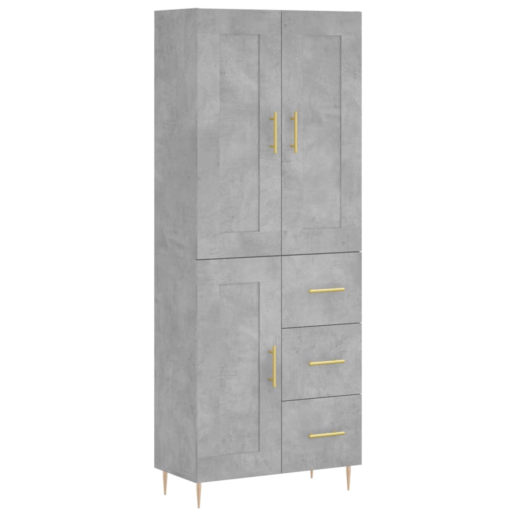 Buffet haut Gris béton 69,5x34x180 cm Bois d'ingénierie