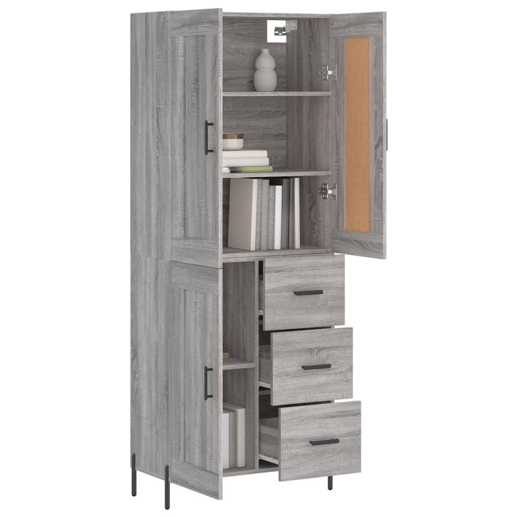 Buffet haut Sonoma gris 69,5x34x180 cm Bois d'ingénierie