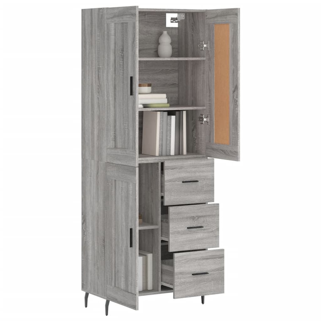 Sonoma high sideboard gray 69.5x34x180 cm Engineered wood