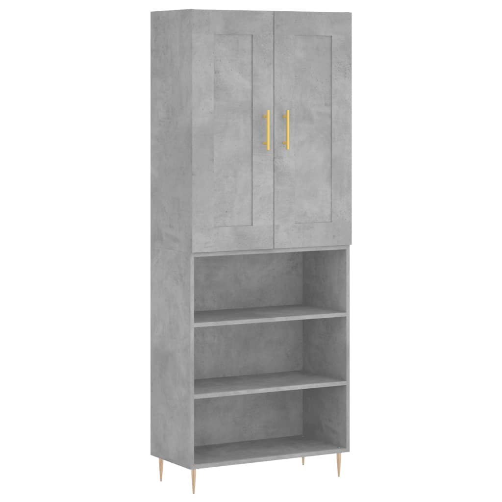 Buffet haut Gris béton 69,5x34x180 cm Bois d'ingénierie