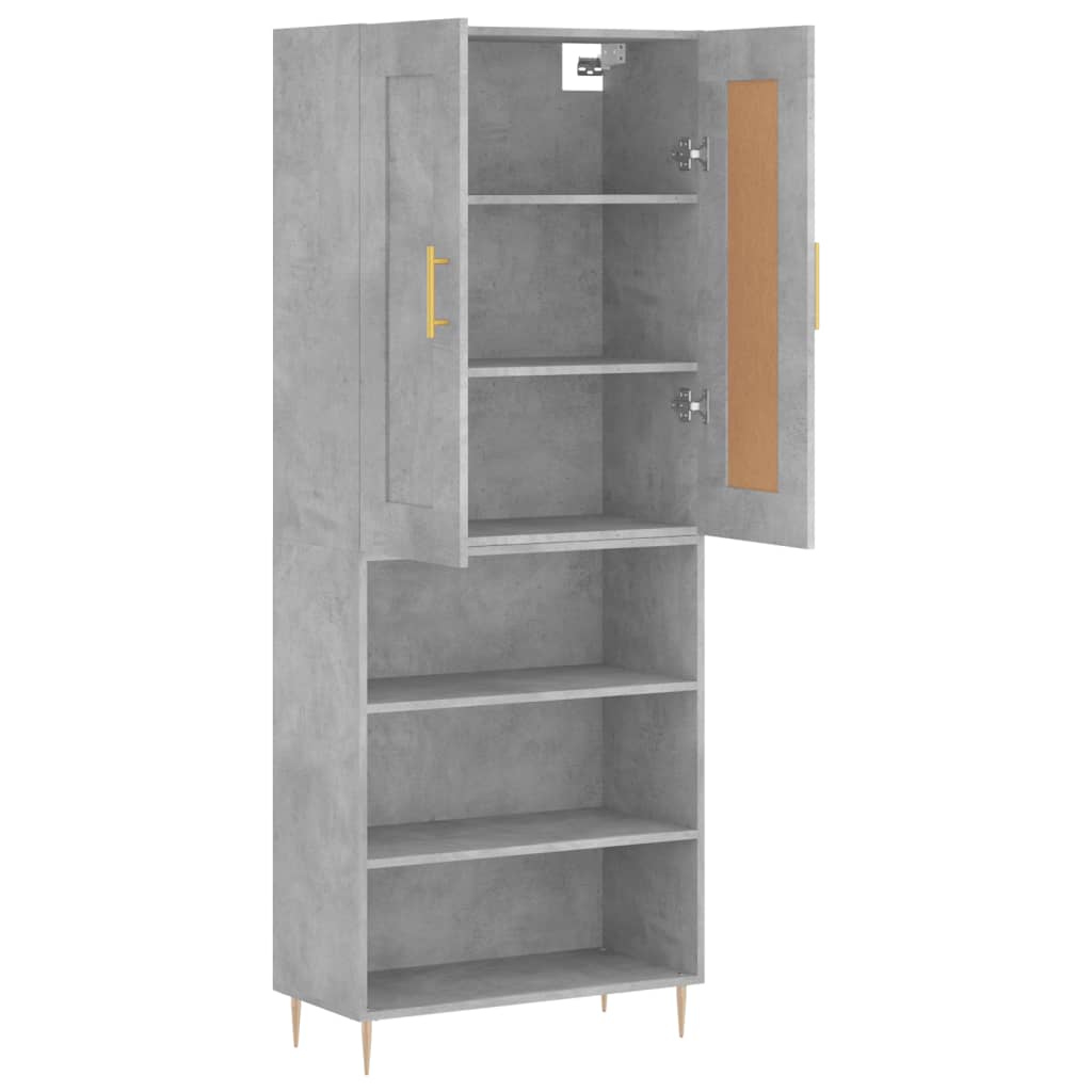 Buffet haut Gris béton 69,5x34x180 cm Bois d'ingénierie