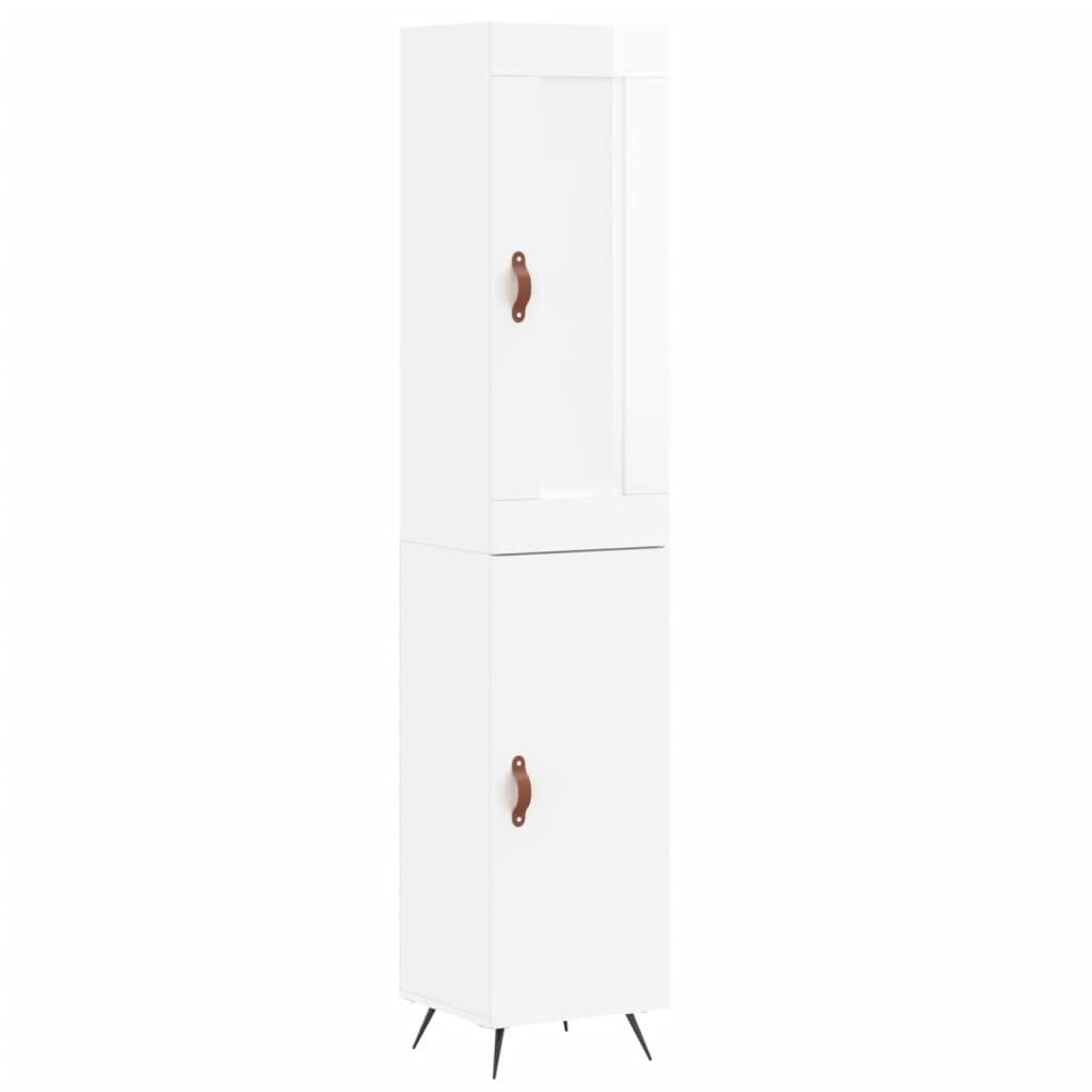 Buffet haut Blanc brillant 34,5x34x180 cm Bois d'ingénierie