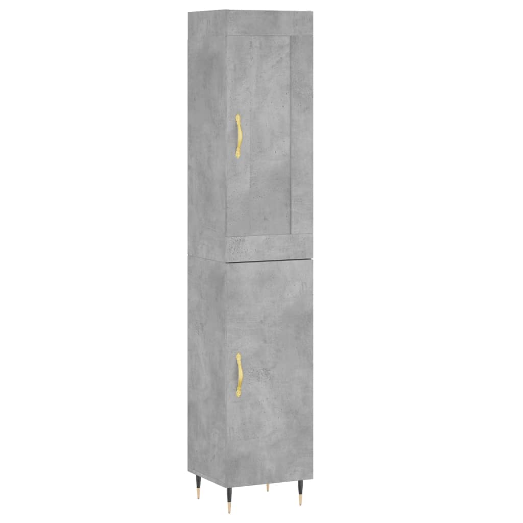 Buffet haut Gris béton 34,5x34x180 cm Bois d'ingénierie